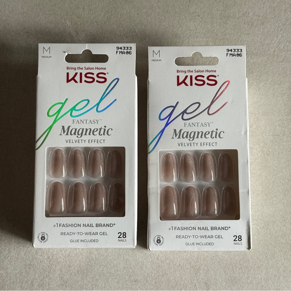 Kiss Gel Fantasy Magnetic Nails Duo Bundle (2 Full Sets, Medium, New)